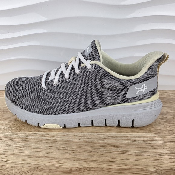 Kuru Flex Via Sneakers Womens 8.5 Dove Gray Pale Lime Athletic Walking Shoes‎